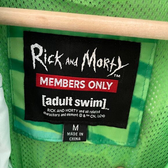 NWT Rick and Morty Adult Swim Green Members Only Bomber Jacket - Picture 5 of 10